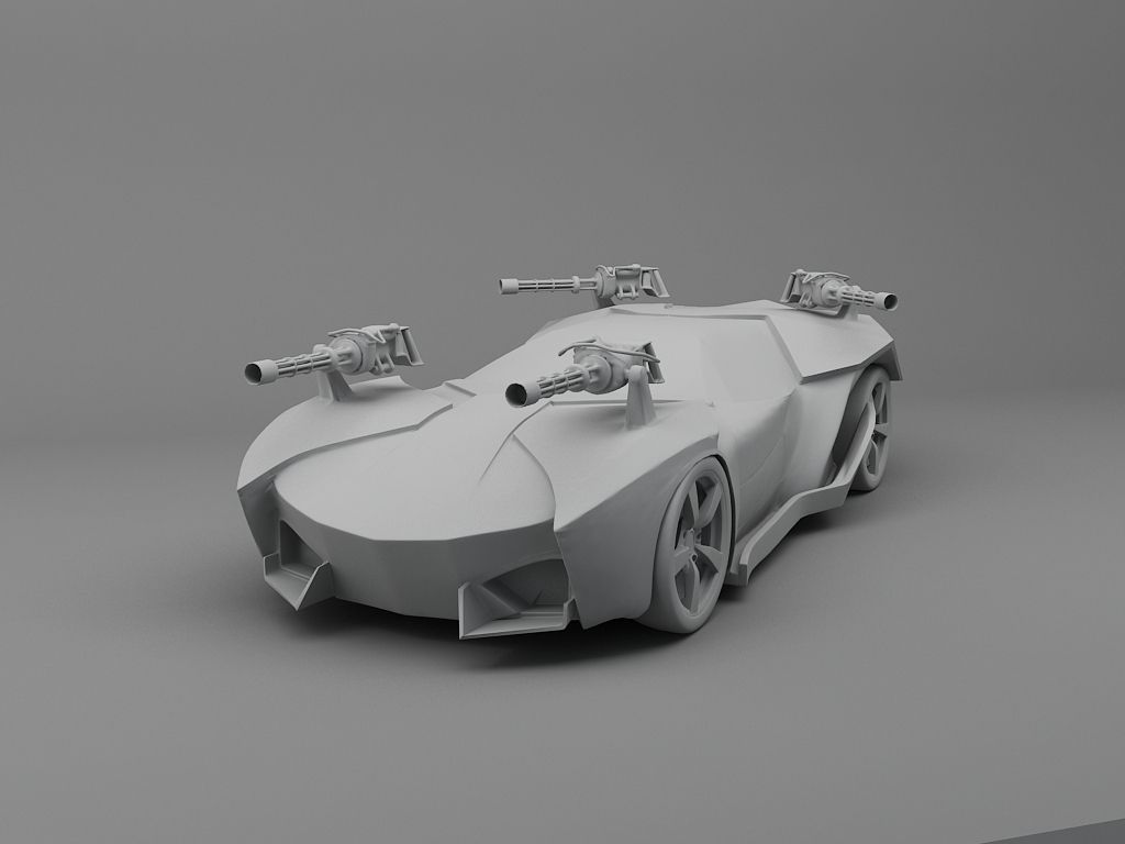 Fighter Car 3D Print Ready Model 3D print model_3