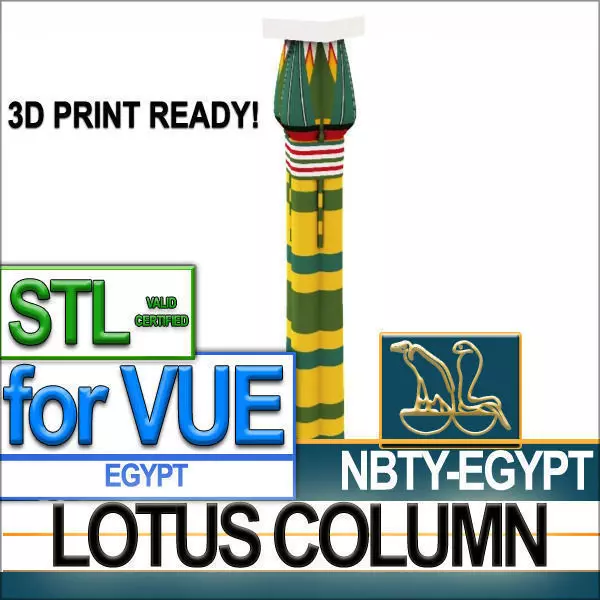 Ancient Egypt Column STL Printable 3D model_0