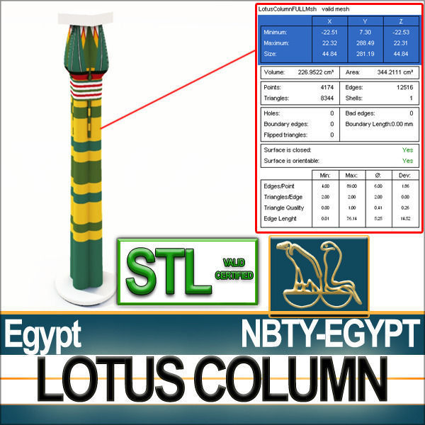 Ancient Egypt Column STL Printable 3D model_3