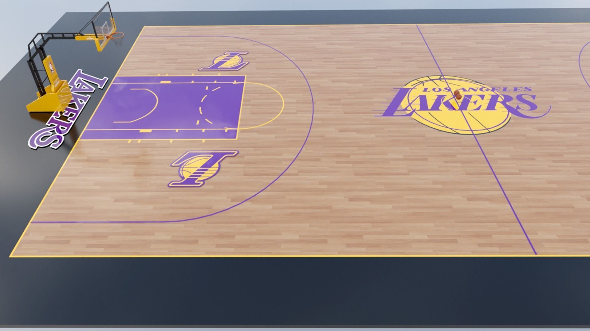 Basketball Court Low-poly 3D model_5