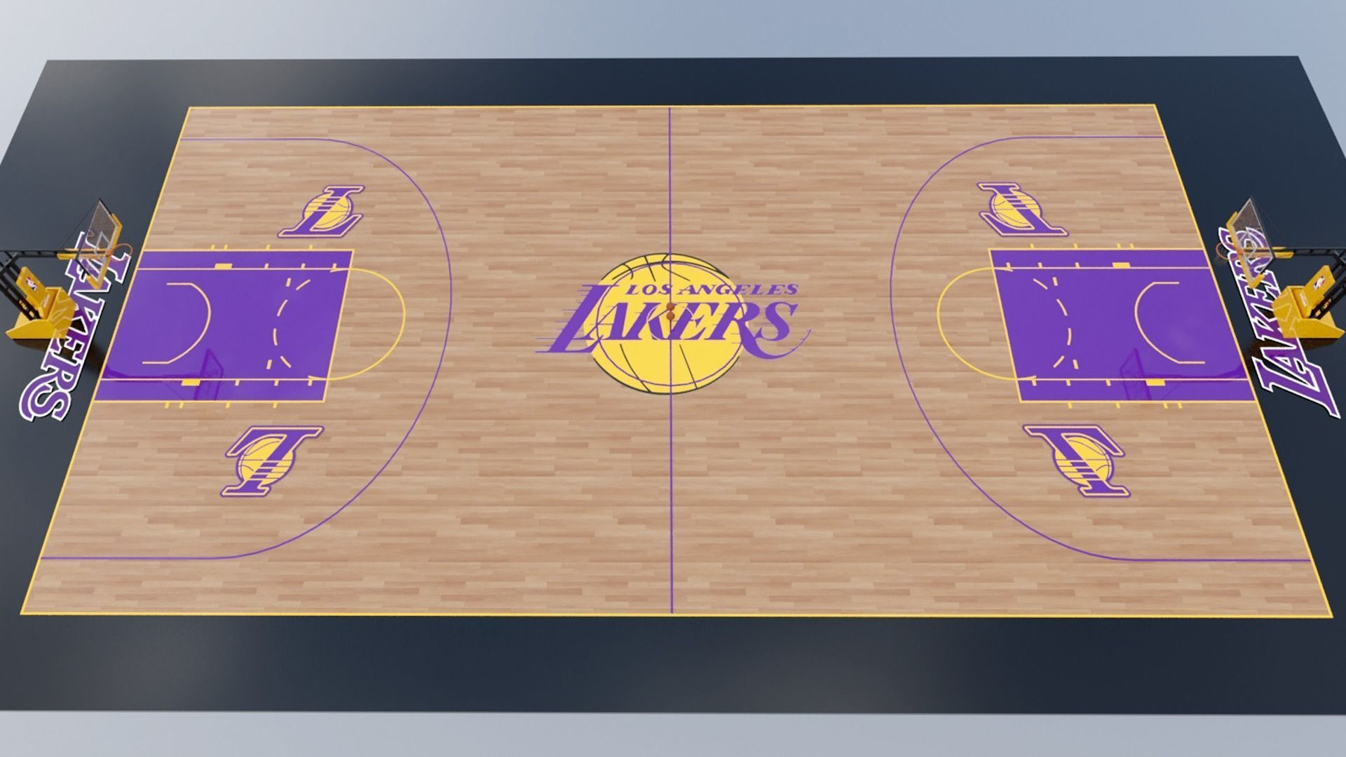 Basketball Court Low-poly 3D model_6