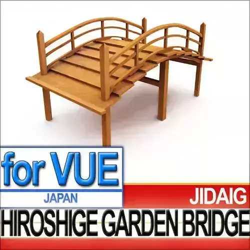 Japanese Garden Bridge Hiroshige 3D model