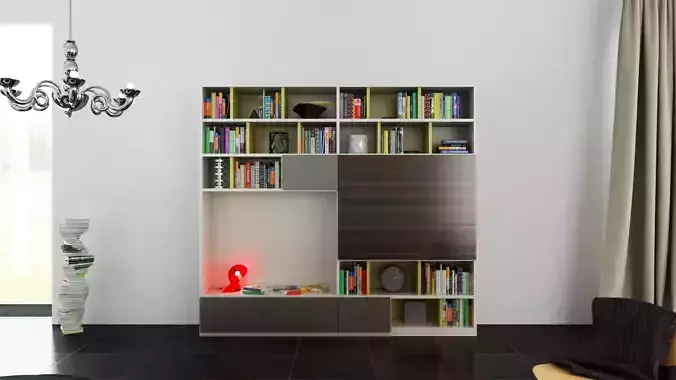 Molteni bookcase with shelves and drawers