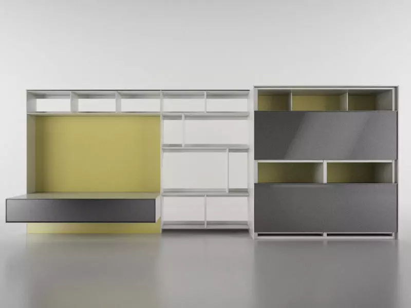 B and B bookcase 16 with books 3D model_0