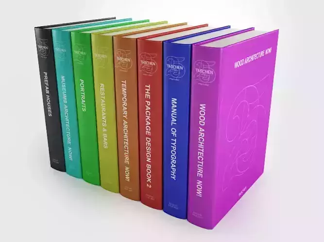Taschen collection five different colored books