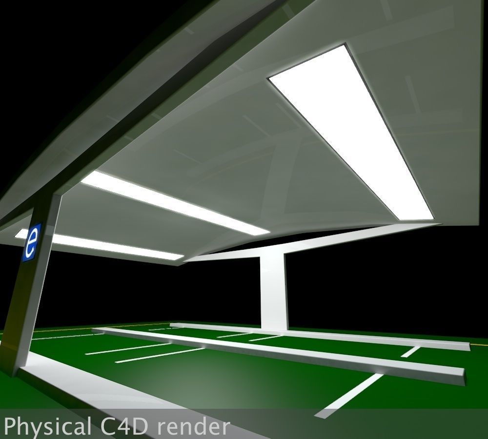 Electric Vehicle Car Charging Station Complex 3D model_44