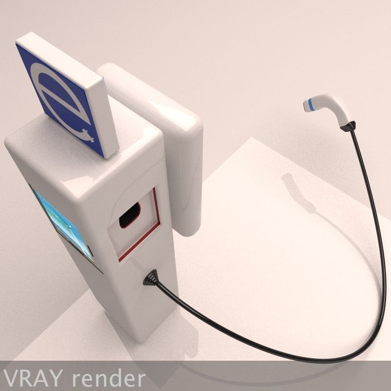 Electric Vehicle Car Charging Station Complex 3D model_17
