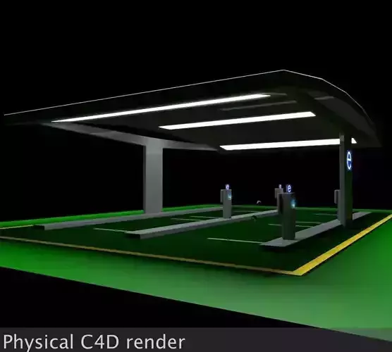 Electric Vehicle Car Charging Station Complex 3D model