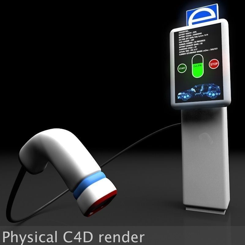 Electric Vehicle Car Charging Station Complex 3D model_13