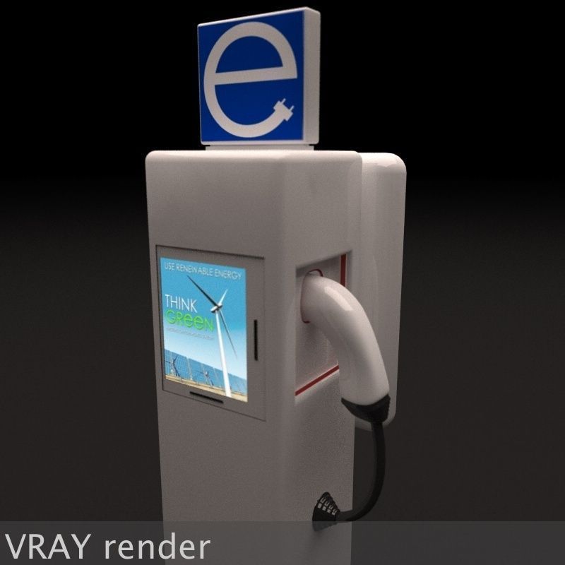 Electric Vehicle Car Charging Station Complex 3D model_7