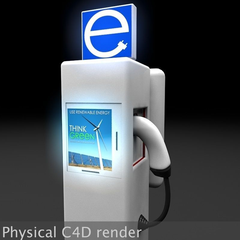 Electric Vehicle Car Charging Station Complex 3D model_21