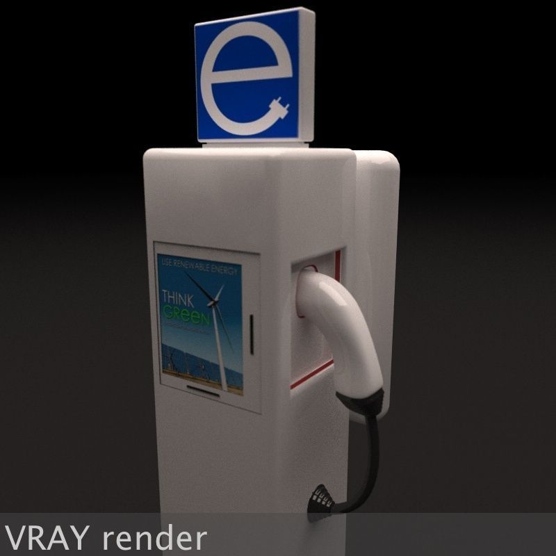 Electric Vehicle Car Charging Station Complex 3D model_10