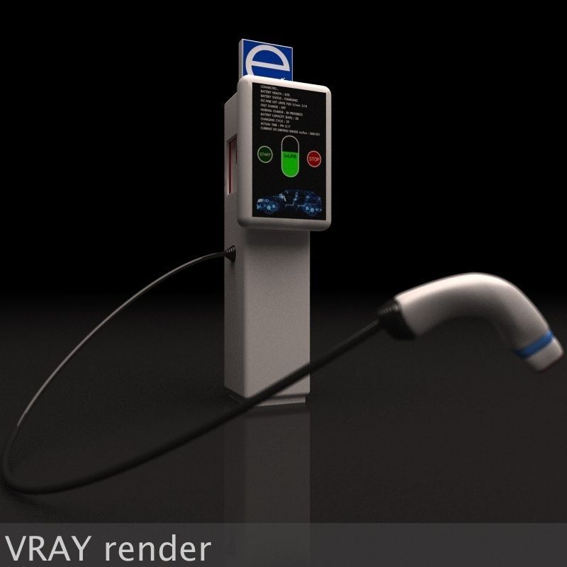 Electric Vehicle Car Charging Station Complex 3D model_11