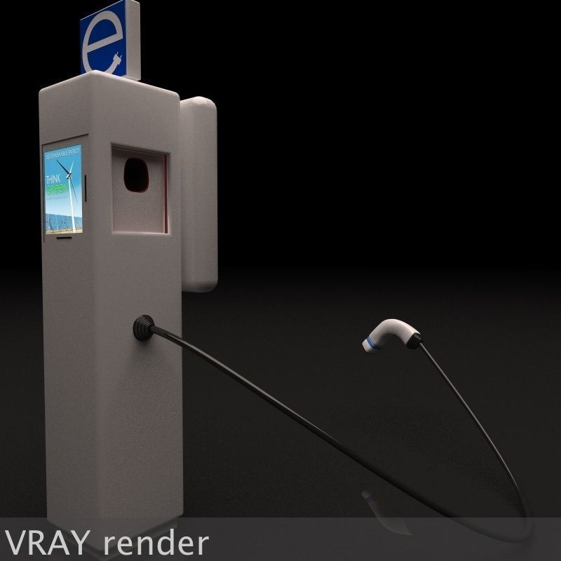 Electric Vehicle Car Charging Station Complex 3D model_14