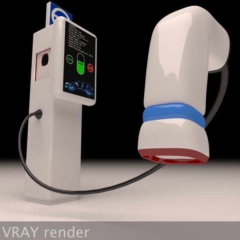 Electric Vehicle Car Charging Station Complex 3D model_16