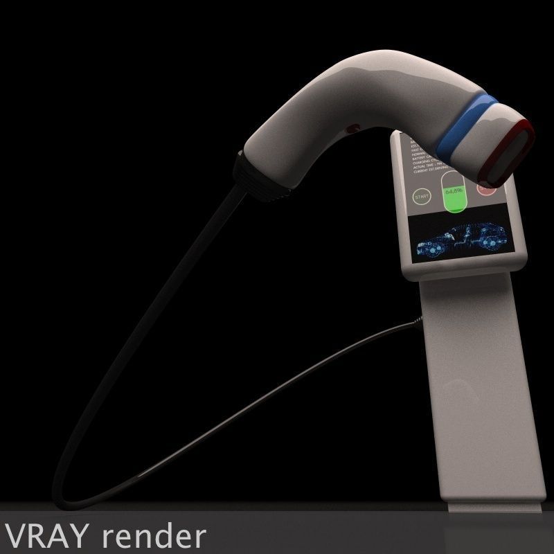 Electric Vehicle Car Charging Station Complex 3D model_9