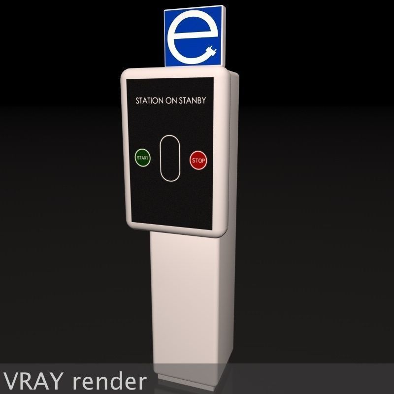 Electric Vehicle Car Charging Station Complex 3D model_6