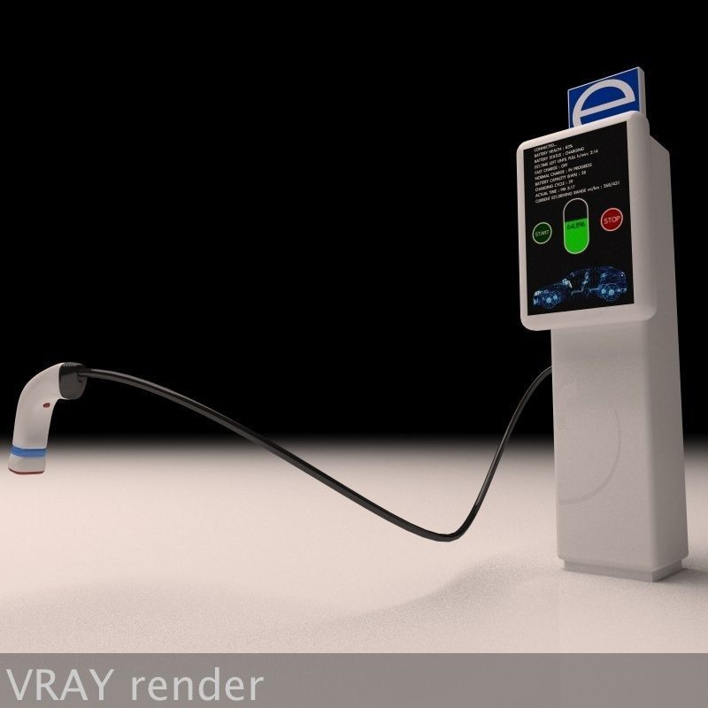 Electric Vehicle Car Charging Station Complex 3D model_12