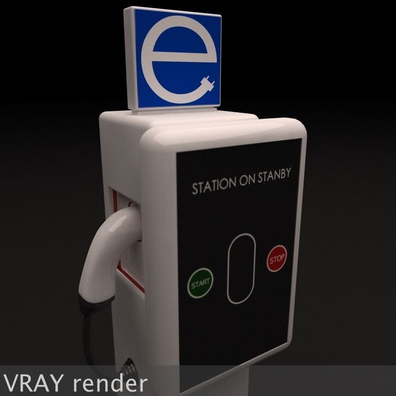 Electric Vehicle Car Charging Station Complex 3D model_8