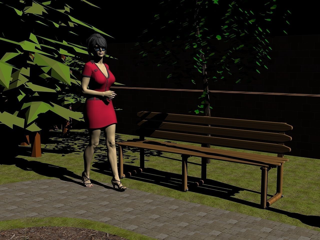 Bench - bamboo 3D model_2