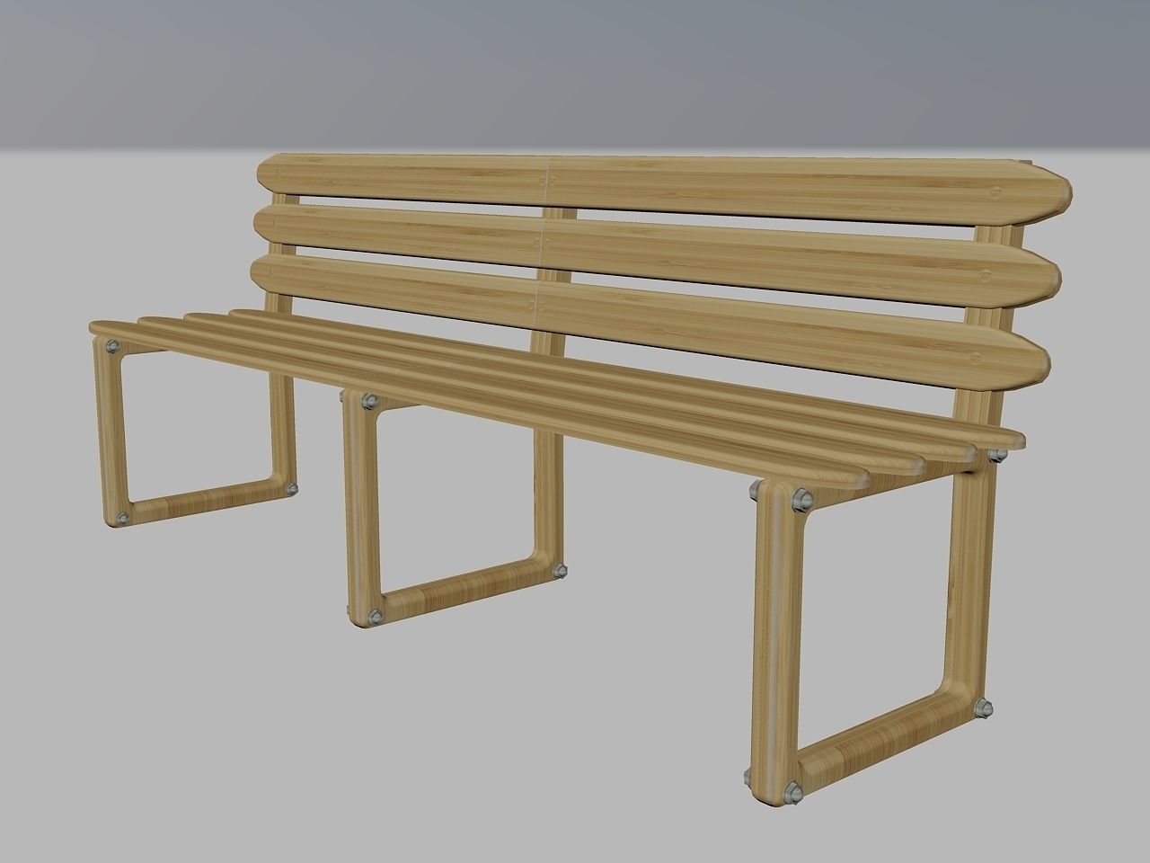 Bench - bamboo 3D model_1