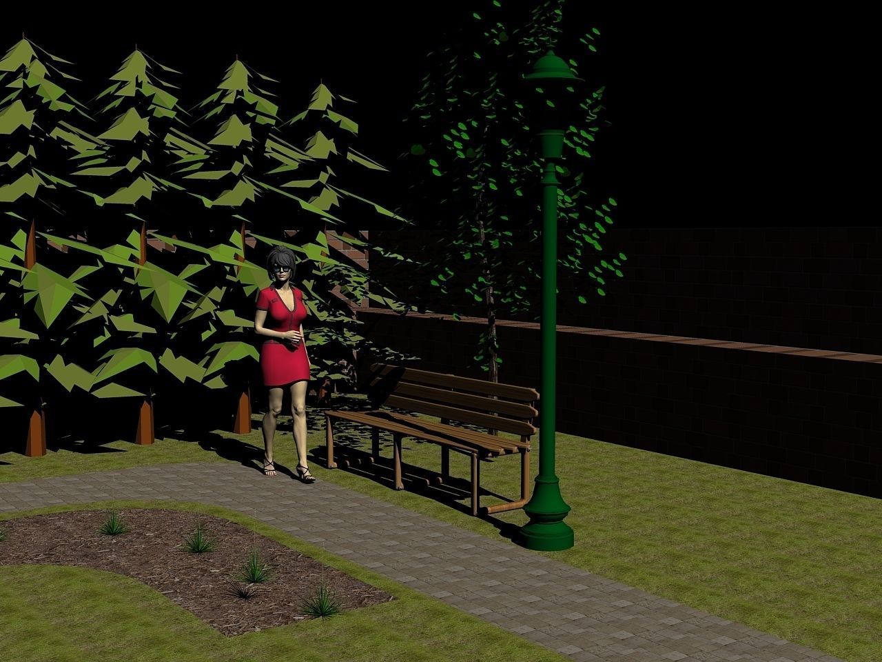 Bench - bamboo 3D model_3