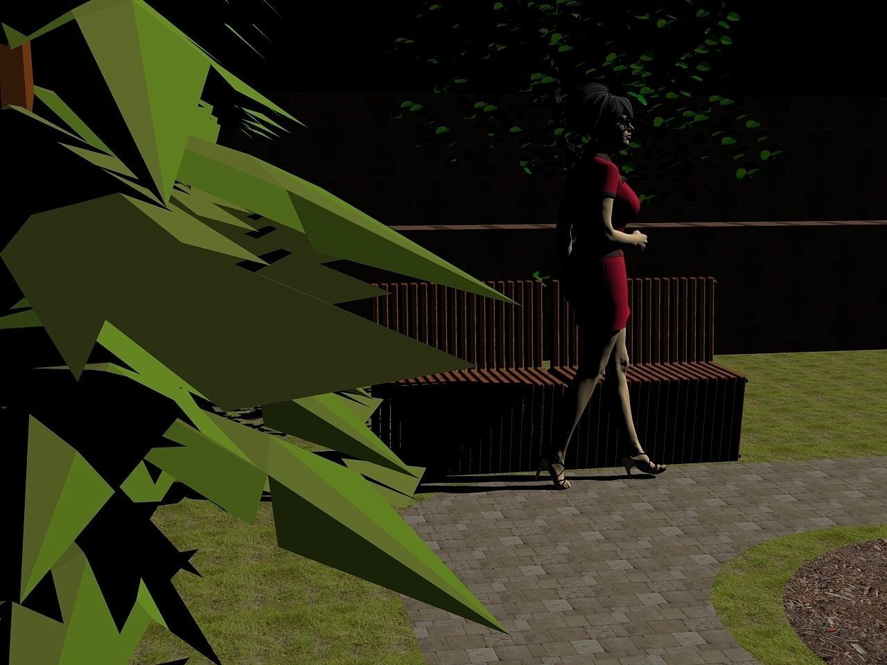 Bench - acacia 3D model_2