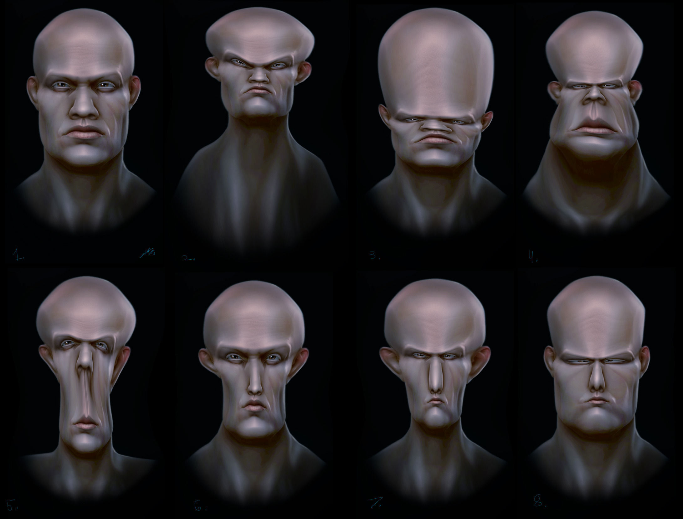 Human Stylized head bust base  3D model_4