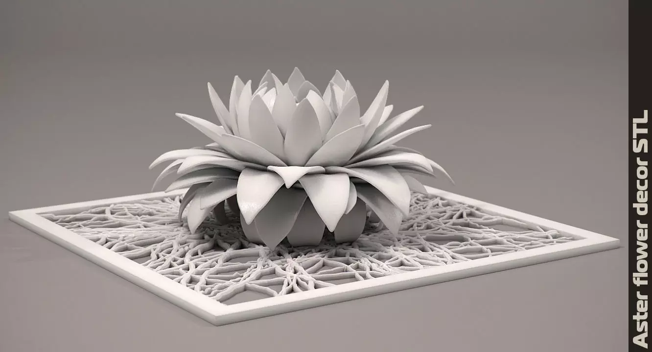 aster flower decor element STL 3D print model