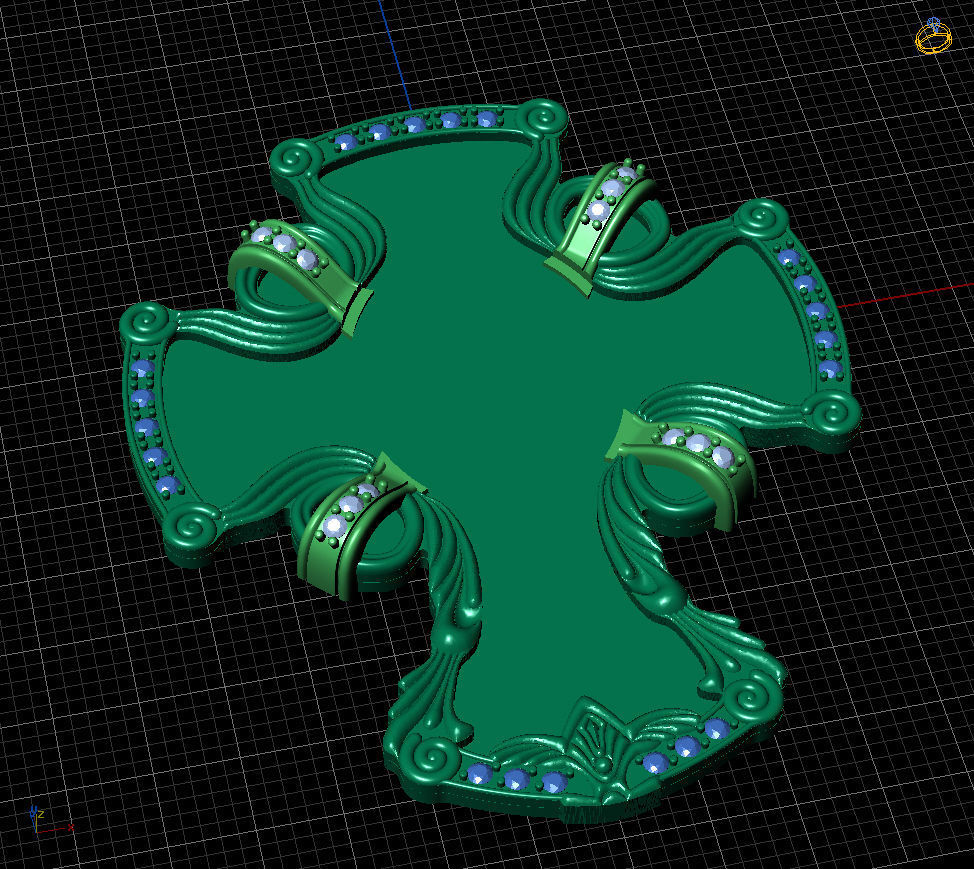 cross with crown 3D print model_3