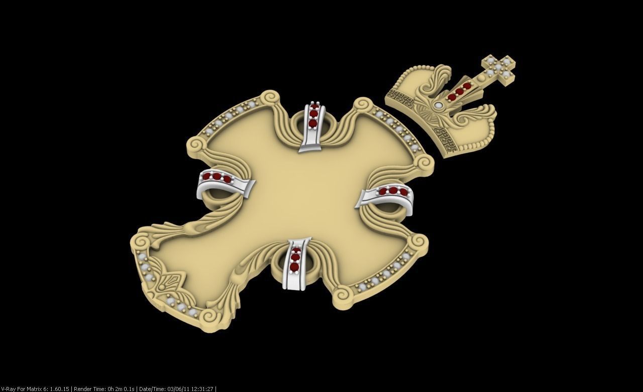 cross with crown 3D print model_2