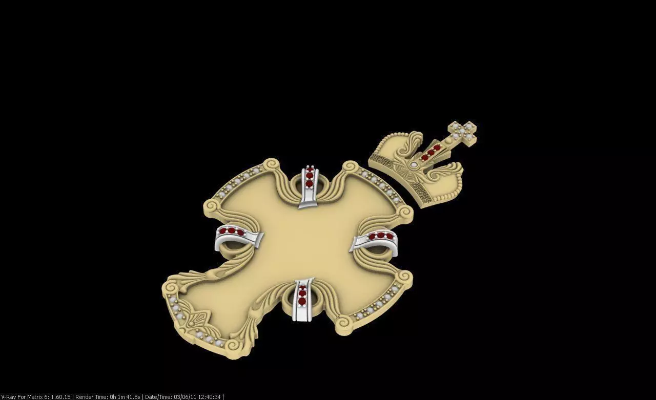 cross with crown 3D print model_0