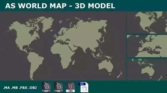 3D WORLD MAP  PLANISPHERE Low-poly 3D model
