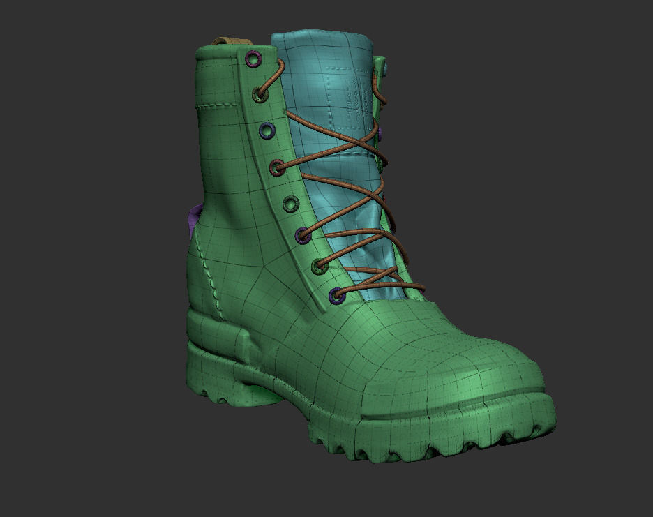Boots military boot Low-poly 3D model_4
