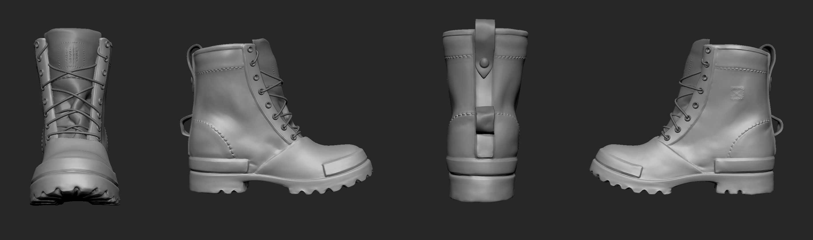 Boots military boot Low-poly 3D model_3