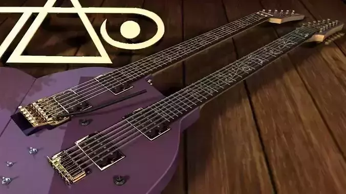 Steve Vai Heart shaped triple neck guitar 3D model