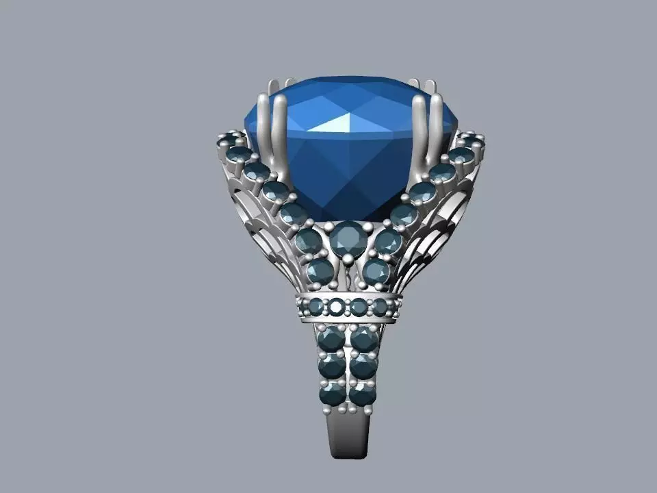 ring with topaz and diamonds 3D print model_0