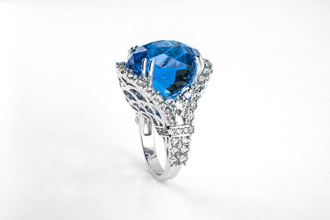 ring with topaz and diamonds 3D print model_4