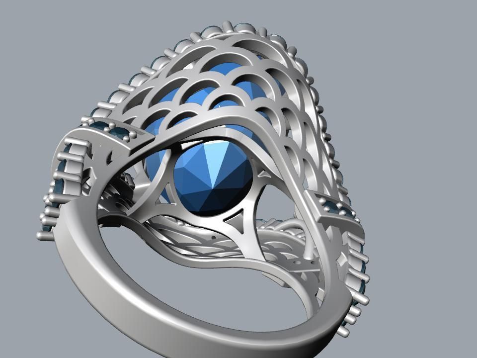 ring with topaz and diamonds 3D print model_2