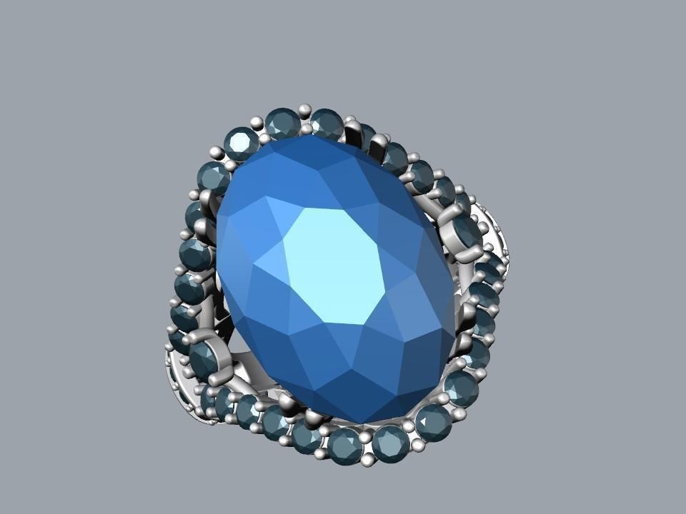 ring with topaz and diamonds 3D print model_1