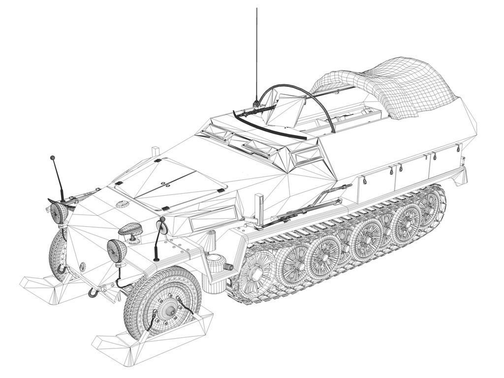 SD KFZ 251 1 - Ausf C - Half-track - Winterkit 3D model_14