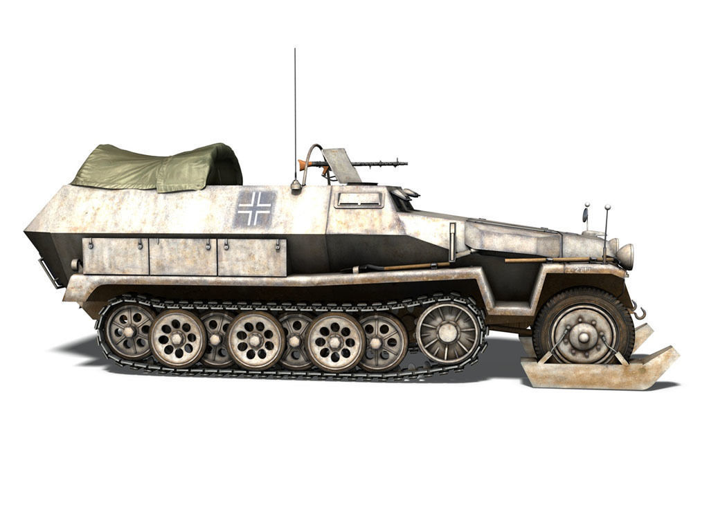 SD KFZ 251 1 - Ausf C - Half-track - Winterkit 3D model_6