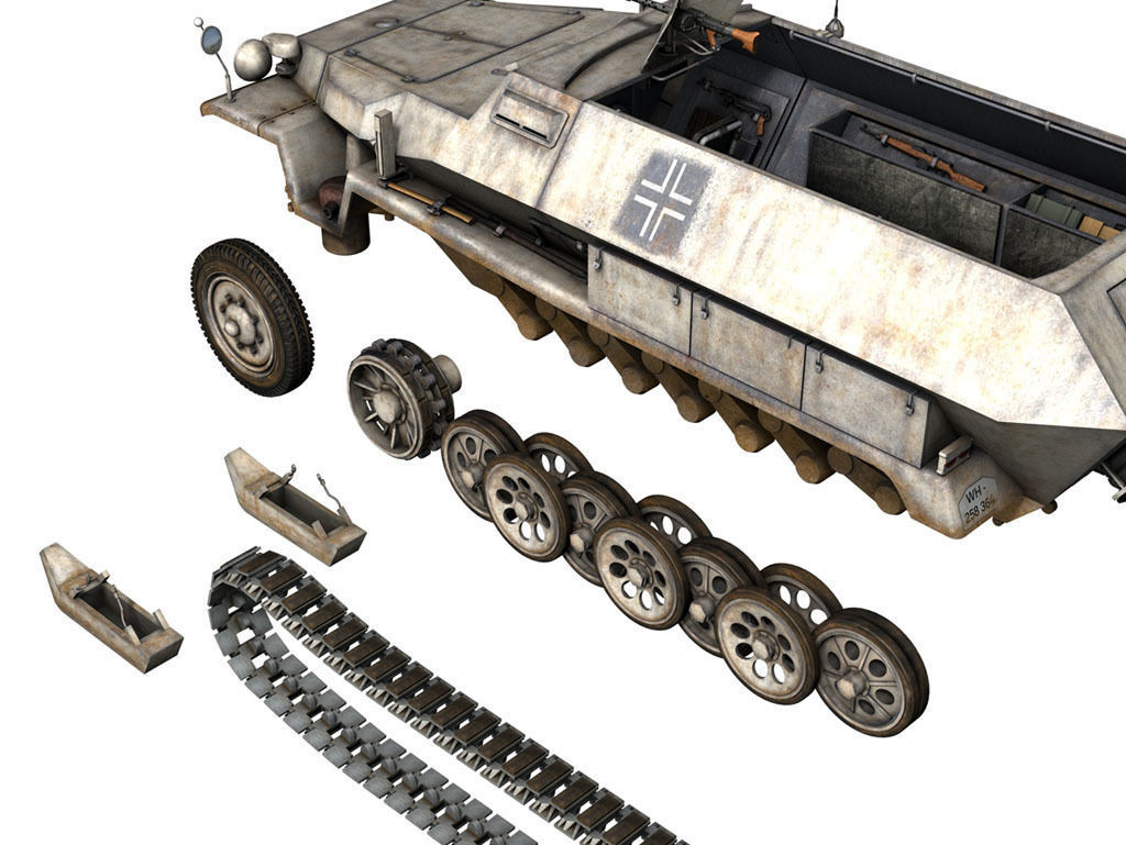 SD KFZ 251 1 - Ausf C - Half-track - Winterkit 3D model_10