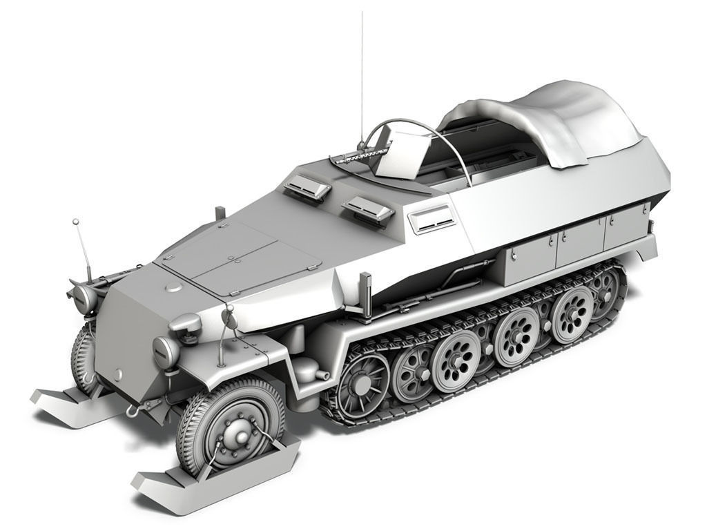 SD KFZ 251 1 - Ausf C - Half-track - Winterkit 3D model_13