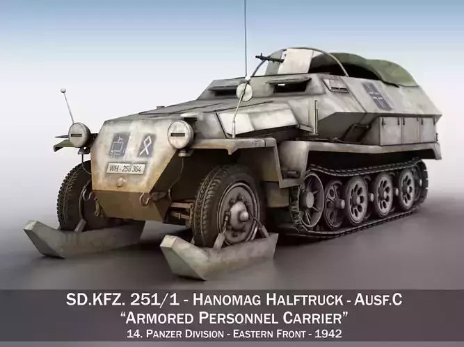 SD KFZ 251 1 - Ausf C - Half-track - Winterkit 3D model