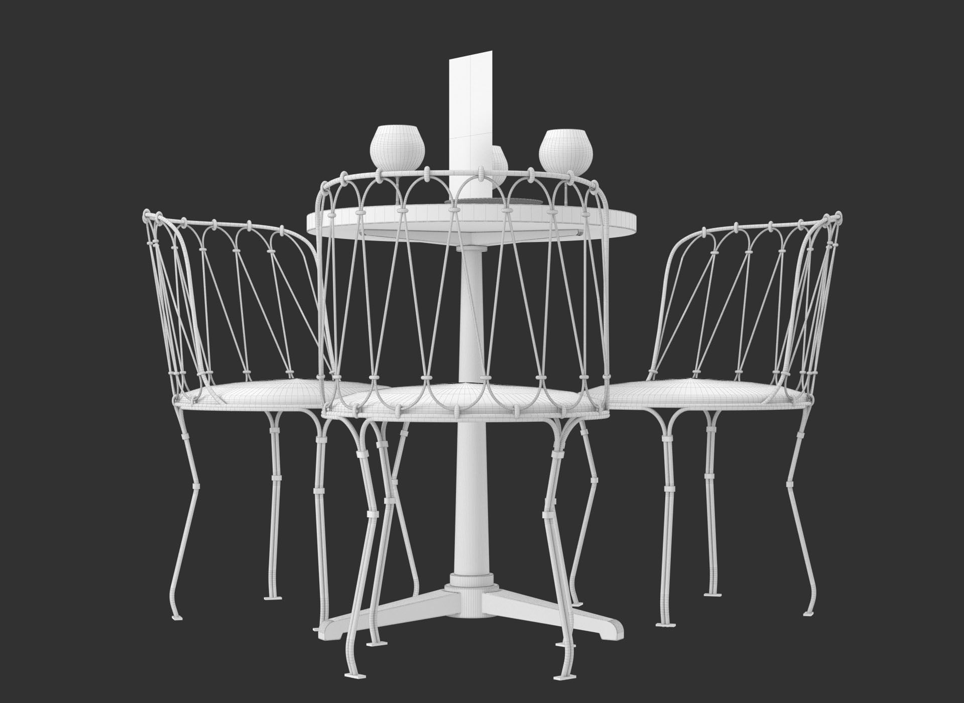 Bistro Table and Chair Set 3D model_7