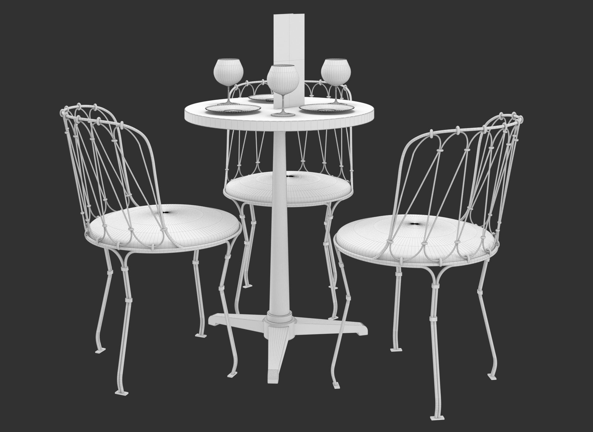 Bistro Table and Chair Set 3D model_6