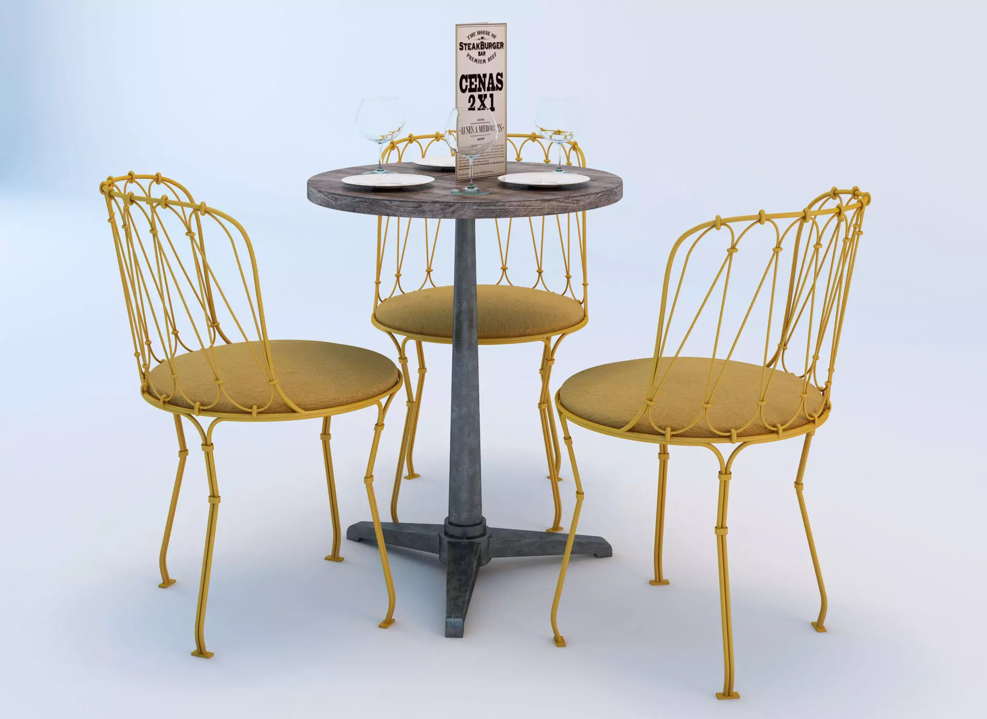 Bistro Table and Chair Set 3D model_0