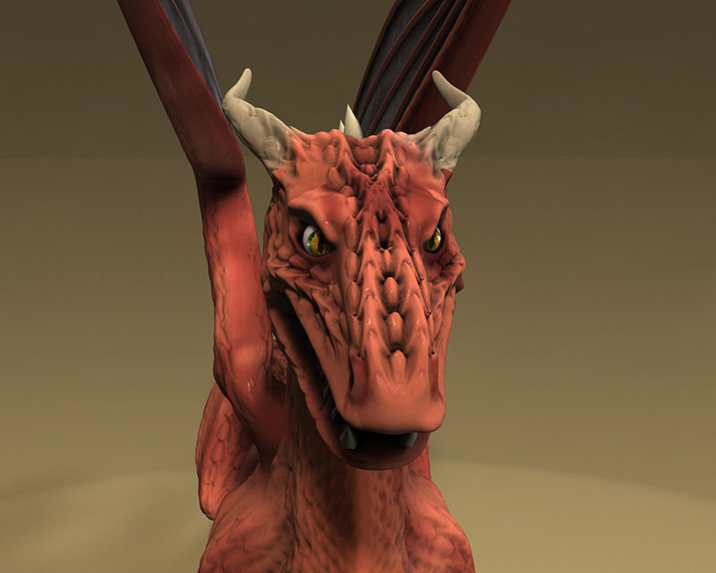 Winged Red Dragon Low-poly 3D model_4