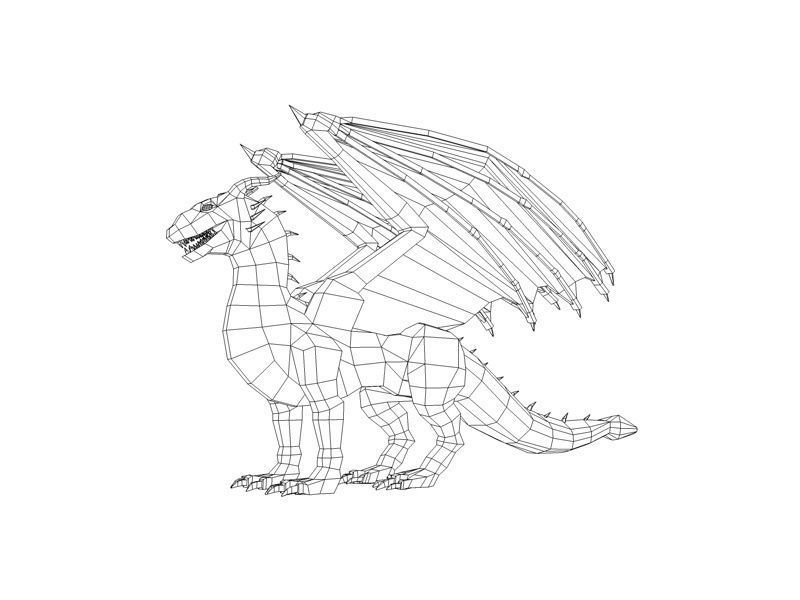 Winged Red Dragon Low-poly 3D model_6